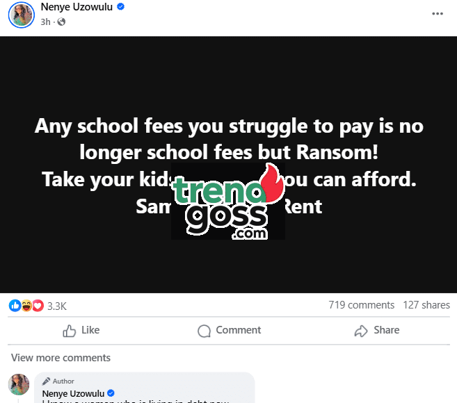 “Any school fees you struggle to pay is no longer school fees but ransom” – Woman tells parents