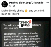 Benue Man Leaks Chat Between Married Lover And Side Chick Over Wife’s Pregnancy