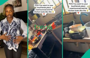 Lady Exposes Boyfriend’s Dirty Kitchen After Surprise Visit, Sparks Heated Debate Online