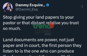 “Stop It Now! Lawyer Sends Strong Warning to Nigerians Over Land Documents – Don’t Give it to Pastors or Family”