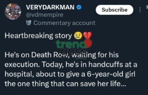“From Death Row to Lifesaver!” – Heartbreaking Moment as Inmate Marcus Donates Kidney to Save Dying 6-Year-Old Girl
