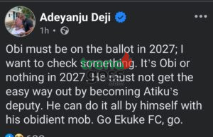 Deji Adeyanju Insists Peter Obi Must Contest 2027 Presidency Election To Prove His Strength.